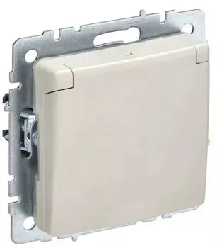 Розетка с заземлением IEK BR-R16-16-44-K10 BRITE с защитными шторками с кр. 16А IP44 РСбш10-3-44-БрКр Бежевый