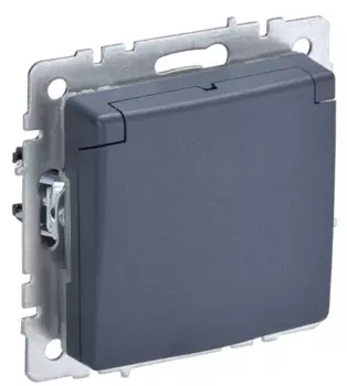 Розетка с заземлением IEK BR-R16-16-K35 BRITE с защитными шторками с кр. 16А IP20 РСбш10-3-БрМ Маренго