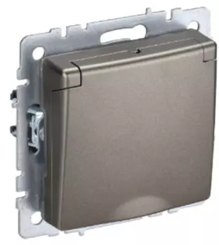 Розетка с заземлением IEK BR-R16-16-44-K37 BRITE с защитными шторками с кр. 16А IP44 РСбш10-3-44-БрШ Шампань