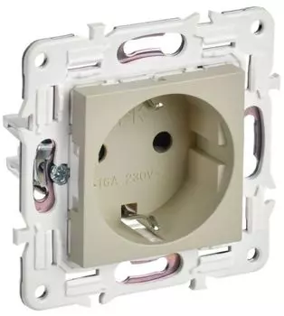 Розетка с заземлением IEK SK-R11-16-K10 SKANDY без защитных шторок 16А SK-R05B бежевая