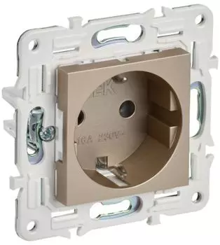 Розетка с заземлением IEK SK-R11-16-K37 SKANDY без защитных шторок 16А SK-R05Sh Шампань