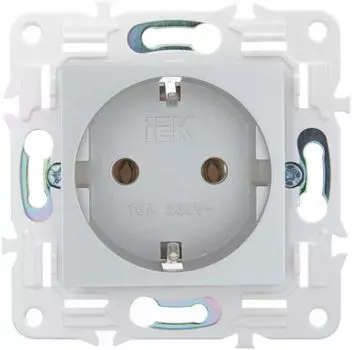 Розетка с заземлением IEK SK-R11-16-K23 SKANDY без защитных шторок 16А SK-R05S Серебряный