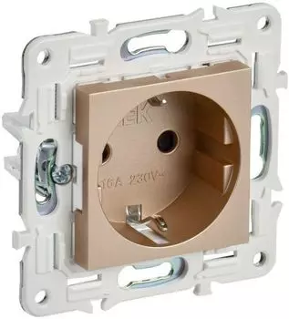 Розетка с заземлением IEK SK-R14-16-K98 SKANDY с защитными шторками 16А SK-R04Sa Песочный