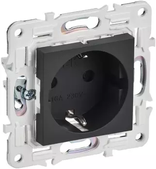 Розетка с заземлением IEK SK-R14-16-1-K53 SKANDY с защитными шторками 16А б/к SK-R06G Графит