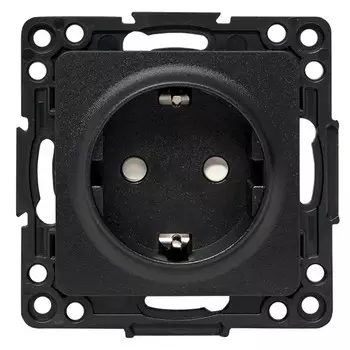 Розетка EKF EZR16-028-20 Стокгольм 16А с/з винтовые клеммы черный с защитными шторками механизм