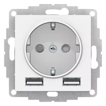 Розетка с заземлением с 2 USB Systeme Electric ATN001330 AtlasDesign A+A, 5В/2,4А, 2х5В/1,2А, механизм, лотос