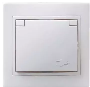 Розетка с заземлением с крышкой IEK ERK12-K01-16-DM KVARTA с защитными шторками 16А РСбш10-3-КБ белый