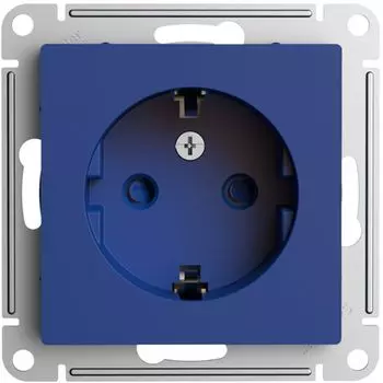 Розетка с заземлением Systeme Electric ATN001145 AtlasDesign со шторками, 16А, механизм, Аквамарин