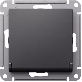 Розетка с заземлением Systeme Electric ATN001446 AtlasDesign со шторками с крышкой, 16А, IP20, механизм, базальт