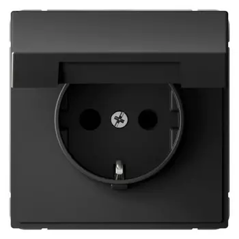 Розетка с заземлением Systeme Electric GAL001446 ArtGallery со шторками с крышкой, 16А, IP20, механизм, Базальт