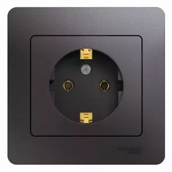 Розетка с заземлением Systeme Electric GSL001342 Glossa 16А, 250В, в сборе, графит