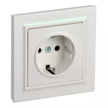 Розетка с заземлением в сборе IEK BR-R14-16-K36-F BRITE с защитными шторками 16А РСР14-1-0-БрЖ Жемчужный
