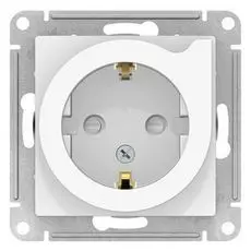Розетка Schneider Electric ATN000147 AtlasDesign, с заземлением, со шторками, с выталкиванием, 16А, механизм, белая