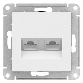 Розетка Schneider Electric ATN000185 AtlasDesign, двойная, компьютерная, RJ45+RJ45, кат.5E, механизм, белая