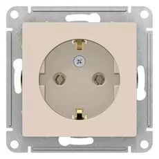 Розетка Schneider Electric ATN000243 AtlasDesign, с заземлением, 16А, механизм, бежевая