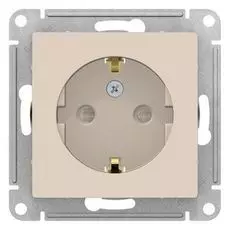 Розетка Schneider Electric ATN000245 AtlasDesign, с заземлением, со шторками, 16А, механизм, бежевая