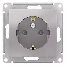 Розетка Schneider Electric ATN000345 AtlasDesign, с заземлением, со шторками, 16А, механизм, алюминий