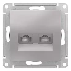 Розетка Schneider Electric ATN000385 AtlasDesign, двойная, компьютерная, RJ45+RJ45, кат.5E, механизм, алюминий