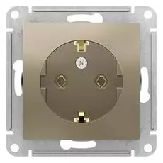 Розетка Schneider Electric ATN000543 AtlasDesign, с заземлением, 16А, механизм, шампань