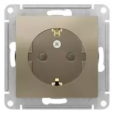 Розетка Schneider Electric ATN000545 AtlasDesign, с заземлением, со шторками, 16А, механизм, шампань