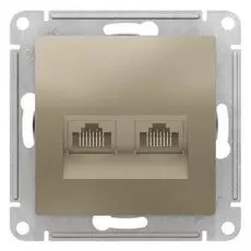 Розетка Schneider Electric ATN000585 AtlasDesign, двойная, компьютерная, RJ45+RJ45, кат.5E, механизм, шампань