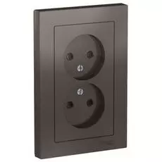 Розетка Schneider Electric ATN000622 AtlasDesign, двойная, без заземления, со шторками, 16А, в сборе, мокко