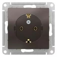 Розетка Schneider Electric ATN000643 AtlasDesign, с заземлением, 16А, механизм, мокко