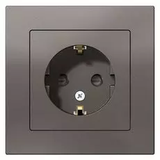 Розетка Schneider Electric ATN000644 AtlasDesign, с заземлением, со шторками, 16А, в сборе, мокко