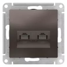 Розетка Schneider Electric ATN000685 AtlasDesign, двойная, компьютерная, RJ45+RJ45, кат.5E, механизм, мокко