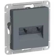 Розетка Schneider Electric ATN000785 AtlasDesign, двойная, компьютерная, RJ45+RJ45, кат.5E, механизм, грифель