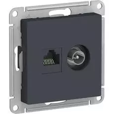 Розетка Schneider Electric ATN000789 AtlasDesign, двойная, комп+ТВ, RJ45+TV, кат.5E, механизм, грифель