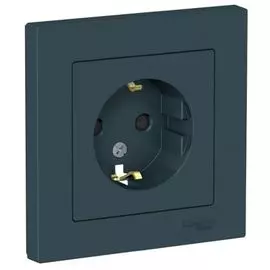 Розетка Schneider Electric ATN000844 AtlasDesign с/з со шторками, 16А, в сборе изумруд
