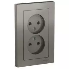 Розетка Schneider Electric ATN000920 AtlasDesign, двойная, без заземления, 16А, в сборе, сталь