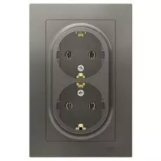 Розетка Schneider Electric ATN000924 AtlasDesign, двойная, с заземлением, 16А, в сборе, сталь