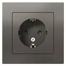 Розетка Systeme Electric ATN000944 AtlasDesign, с заземлением, со шторками, 16А, в сборе, сталь