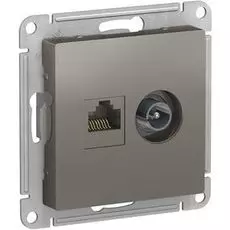 Розетка Schneider Electric ATN000989 AtlasDesign, двойная, комп+ТВ, RJ45+TV, кат.5E, механизм, сталь