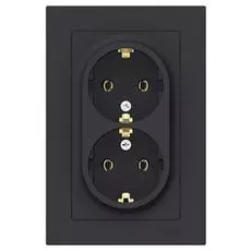 Розетка Schneider Electric ATN001024 AtlasDesign, двойная, с заземлением, 16А, в сборе, карбон
