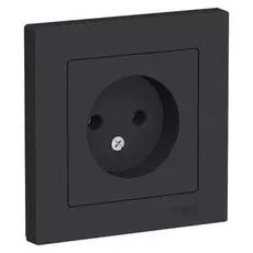 Розетка Schneider Electric ATN001040 AtlasDesign, без заземления, 16А, в сборе, карбон