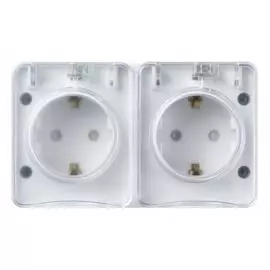 Розетка Schneider Electric ATN540126 AtlasDesign PROFI IP54 O/У двойная с заземлением со шторками 16А 250B, белый