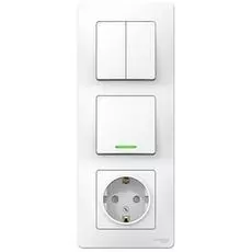 Розетка Schneider Electric BLNBS101211 з/к шт 16А, 250В + ВЫКЛ 1-кл. с подсв. + ВЫКЛ 2-кл. белый