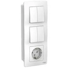 Розетка Schneider Electric BLNBS102201 з/к шт 16А, 250В+выкл 2кл.+выкл 2кл. (белый) внутр