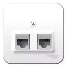 Розетка Schneider Electric BLNIA045111 2-ая ТЛФ/КОМП, RJ45+RJ11, кат.5E, изолир. пластина (белый) наруж