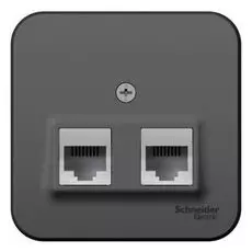Розетка Systeme Electric BLNIA045116 2-ая ТЛФ/КОМП, RJ45+RJ11, кат.5E, изолир. пластина Антрацит наруж