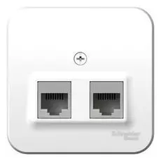 Розетка Schneider Electric BLNIA045451 2-ая компьютерная RJ45, кат.5E, изолир. пластина (белый) наруж