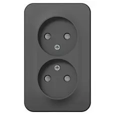 Розетка Schneider Electric BLNRA001216 2-ая б/з со шторками 16А, 250В, изолир. пластина Антрацит наруж