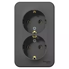 Розетка Schneider Electric BLNRA010206 2-ая с/з без шторок, 16А, 250В Антрацит наруж
