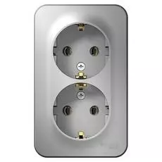 Розетка Schneider Electric BLNRA010213 2-ая с/з без шторок 16А, 250В, изолир. пластина Алюминий наруж