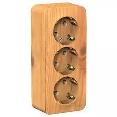 Розетка Schneider Electric BLNRA010315 3-я с/з без шторок изолир. пластина 16А, 250В Ясень наруж