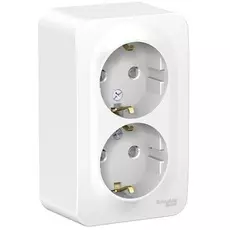 Розетка Schneider Electric BLNRA011201 2-ая с/з со шторками, 16А, 250В (белый) наруж