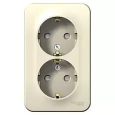 Розетка Systeme Electric BLNRA011202 2-ая с/з со шторками, 16А, 250В Молочная наруж
